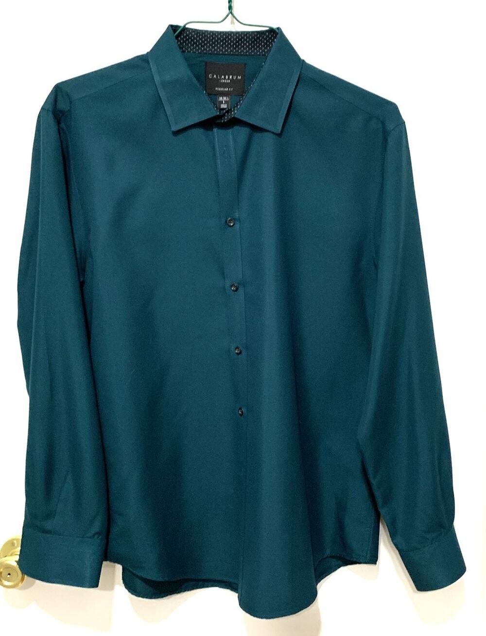 Calabrum Mens Shirt Size Large Green Button Down Long Sleeve